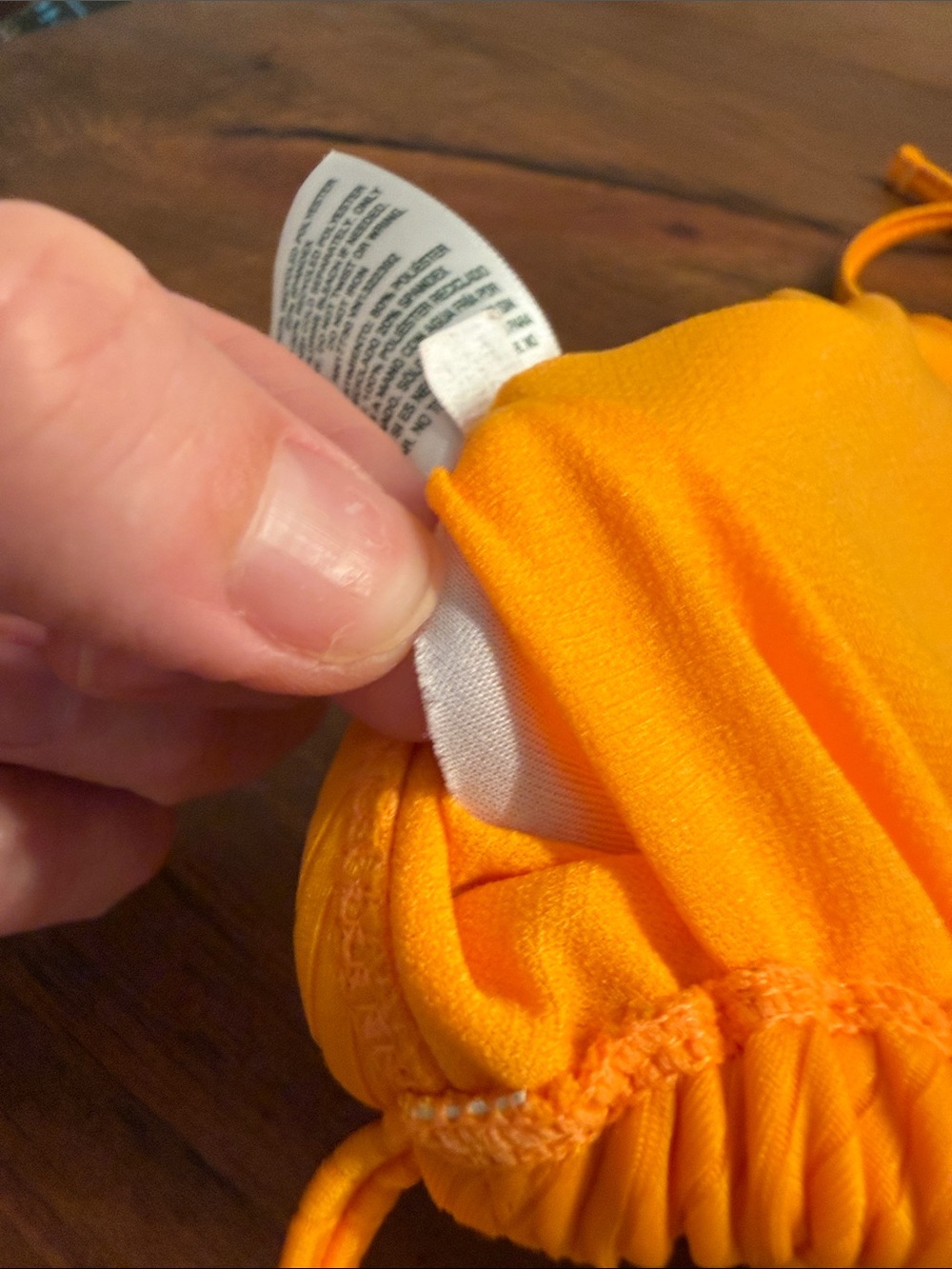 Orange Ribbed Triangle Bikini Top - Picture 6 of 9